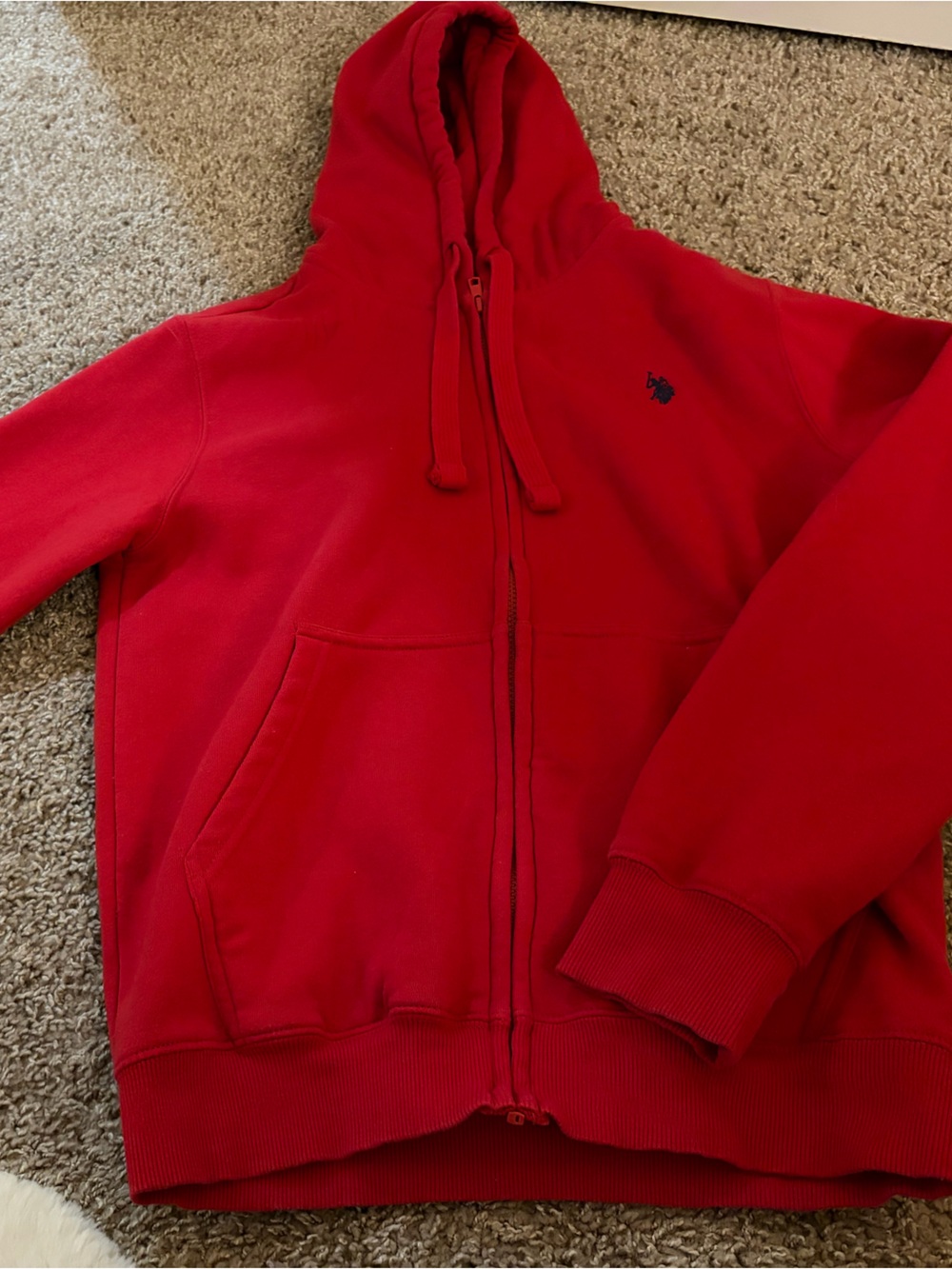 U.S. Polo Assn. Red Full-Zip Hoodie with Embroidered Logo